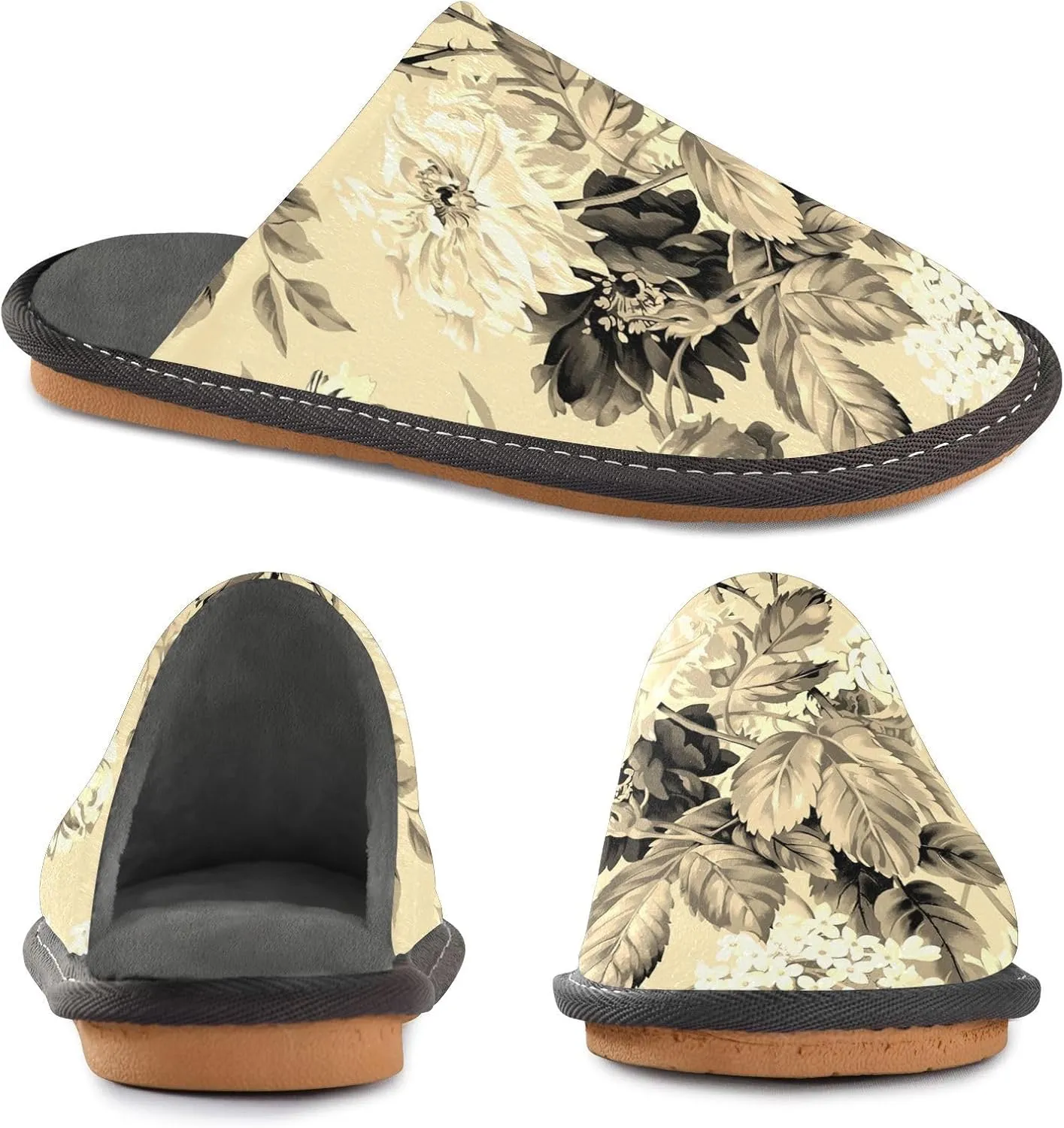 Unisex Fuzzy Foam Slippers Non-Skid Slip-on Soft Warm Sole Fleece Shoes 4-11