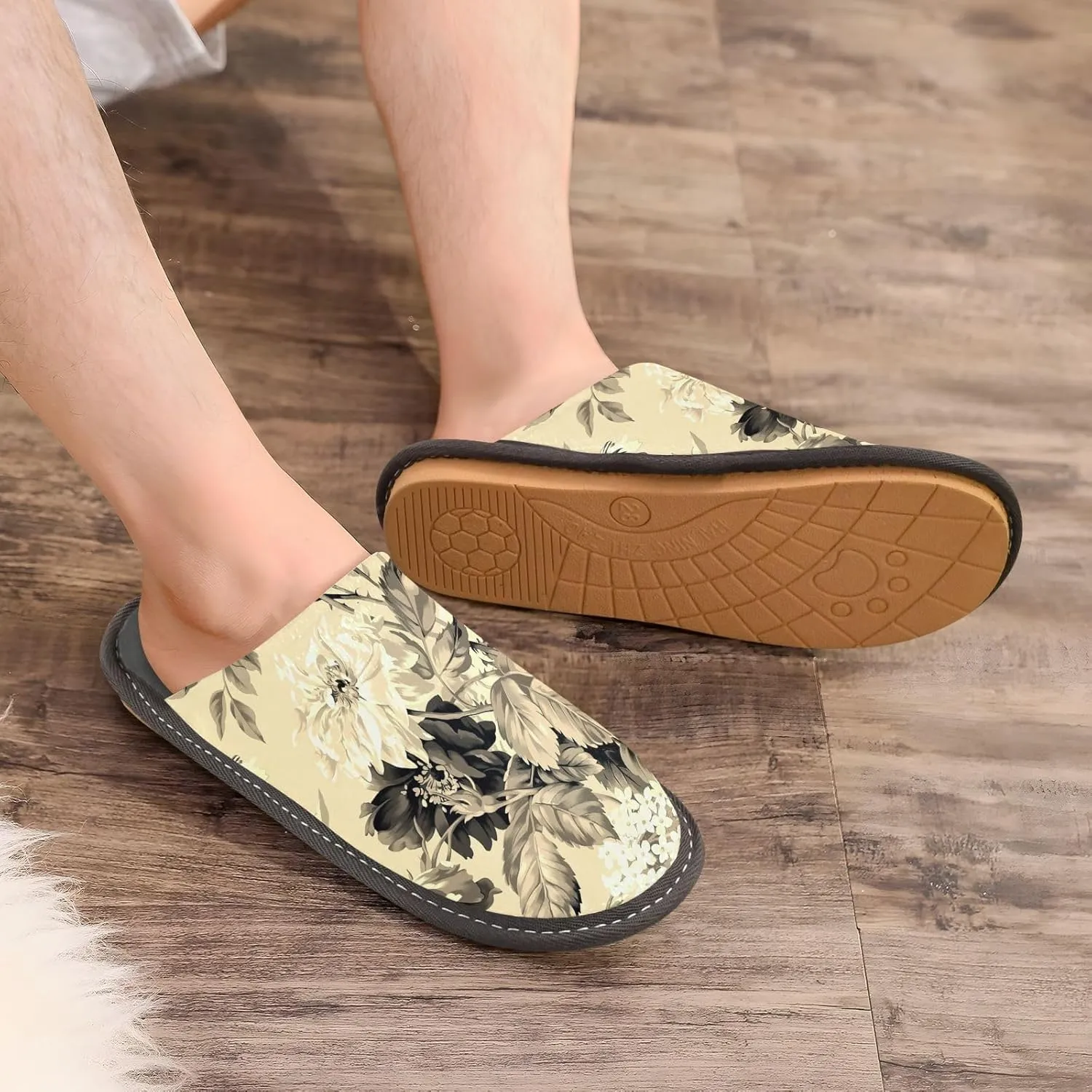 Unisex Fuzzy Foam Slippers Non-Skid Slip-on Soft Warm Sole Fleece Shoes 4-11