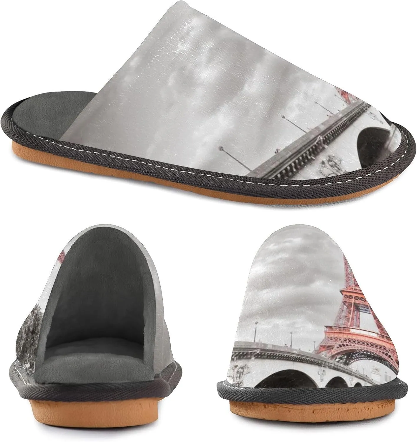 Unisex Fuzzy Foam Slippers Non-Skid Slip-on Soft Warm Sole Fleece Shoes 4-11