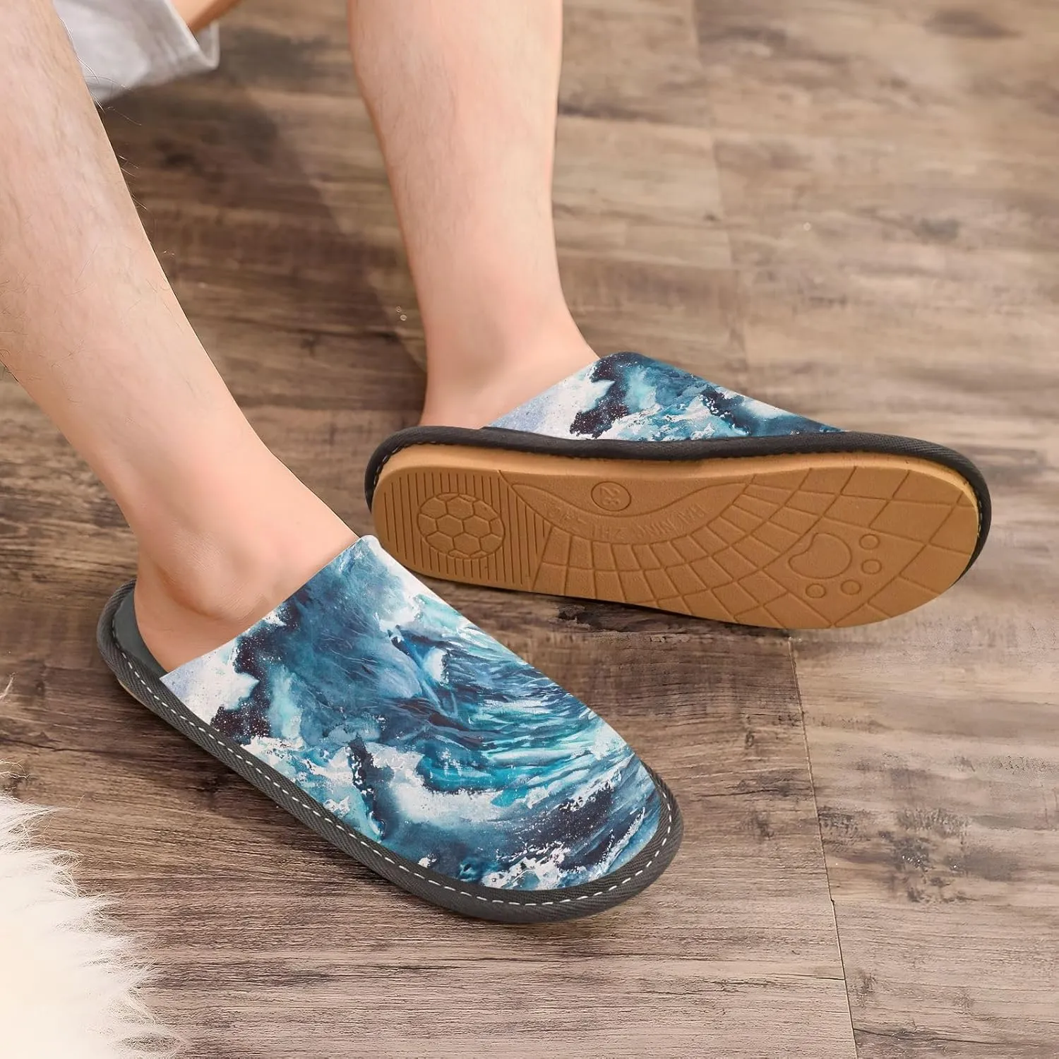Unisex Fuzzy Foam Slippers Non-Skid Slip-on Soft Warm Sole Fleece Shoes 4-11