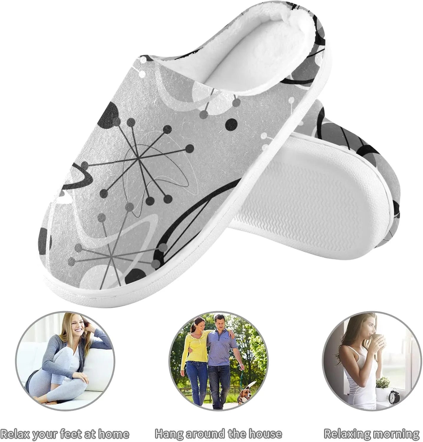Unisex Memory Foam House Slippers Non-Skid Soft Warm Sole Coral Fleece Slip-on Closed Toe Hand Free Shoes for Bedroom Travel 6-17