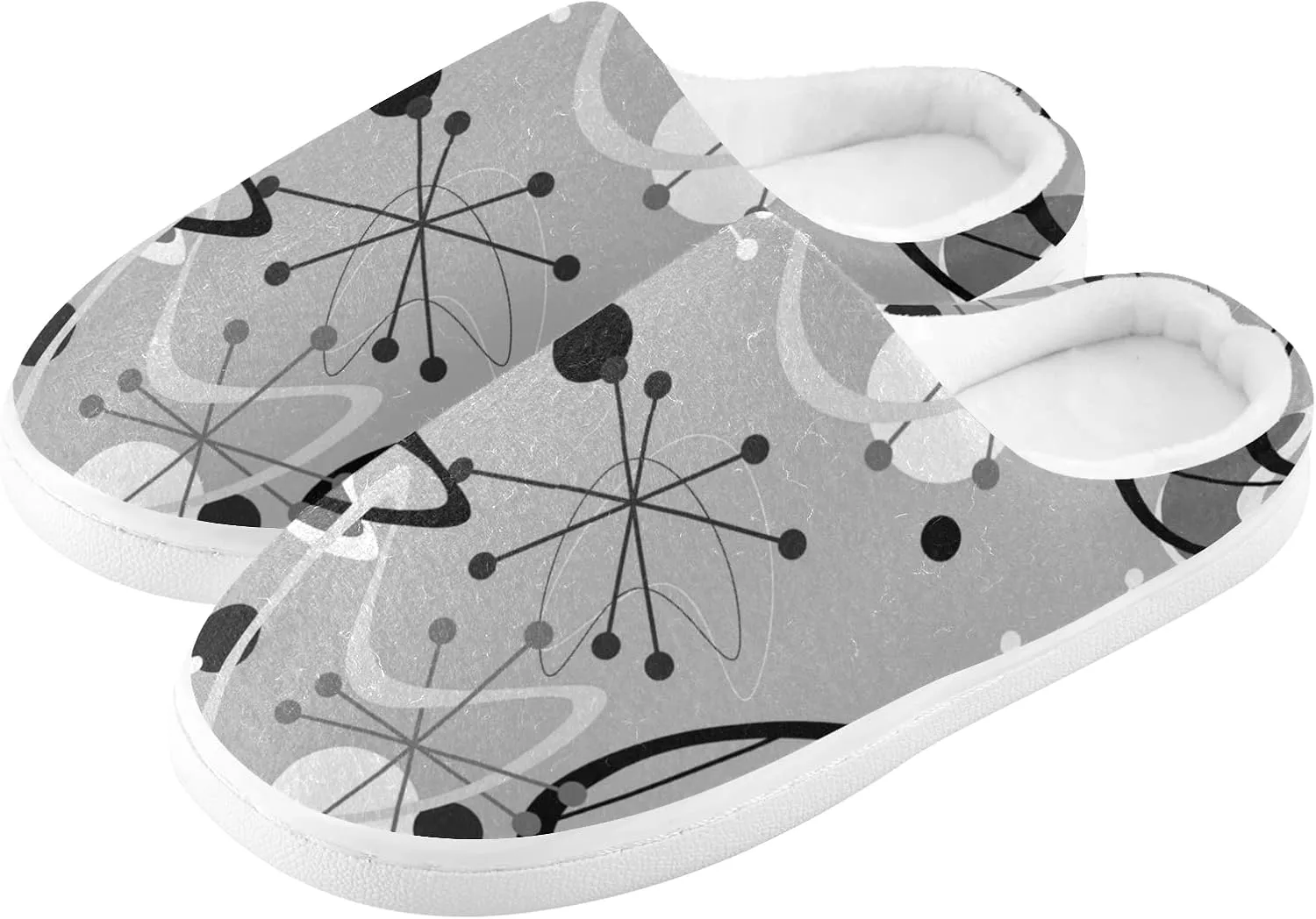 Unisex Memory Foam House Slippers Non-Skid Soft Warm Sole Coral Fleece Slip-on Closed Toe Hand Free Shoes for Bedroom Travel 6-17