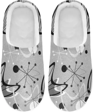 Unisex Memory Foam House Slippers Non-Skid Soft Warm Sole Coral Fleece Slip-on Closed Toe Hand Free Shoes for Bedroom Travel 6-17