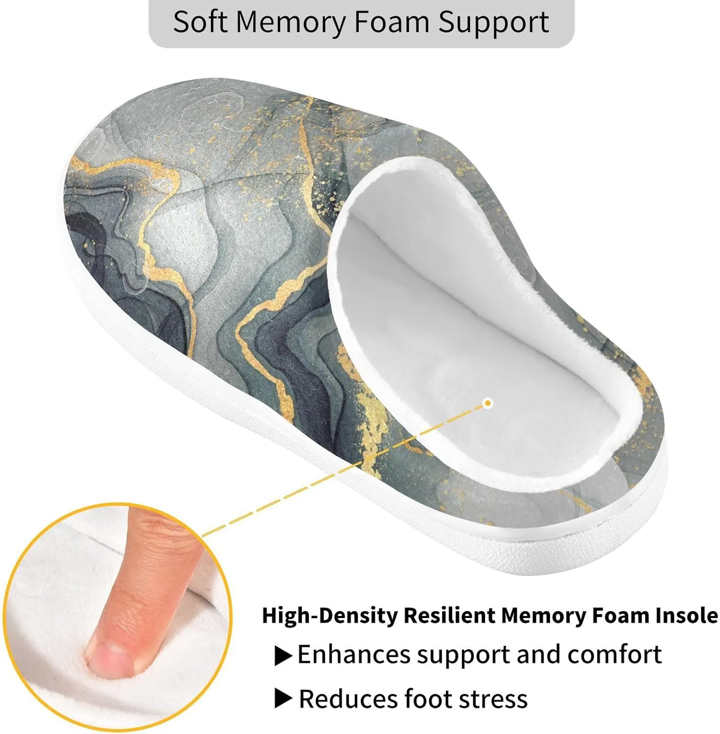 Unisex Memory Foam Slippers Non-Skid Slip-on Soft Warm Sole Fleece Shoes 6-17