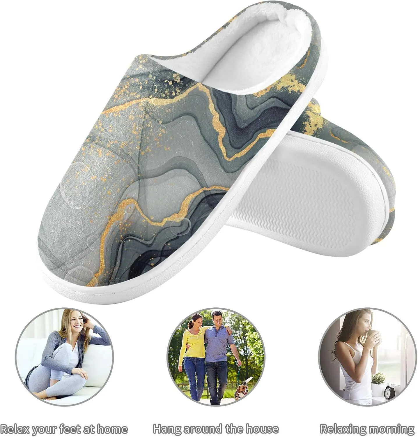 Unisex Memory Foam Slippers Non-Skid Slip-on Soft Warm Sole Fleece Shoes 6-17