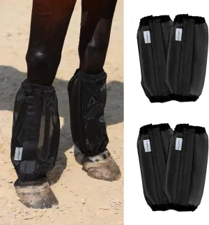Universal Size Horse Leggings Fine Mesh Horse Fly Boots Greatly Reduce Stomping Breathable Horse Boots Leg Wraps (Set of 4) Black