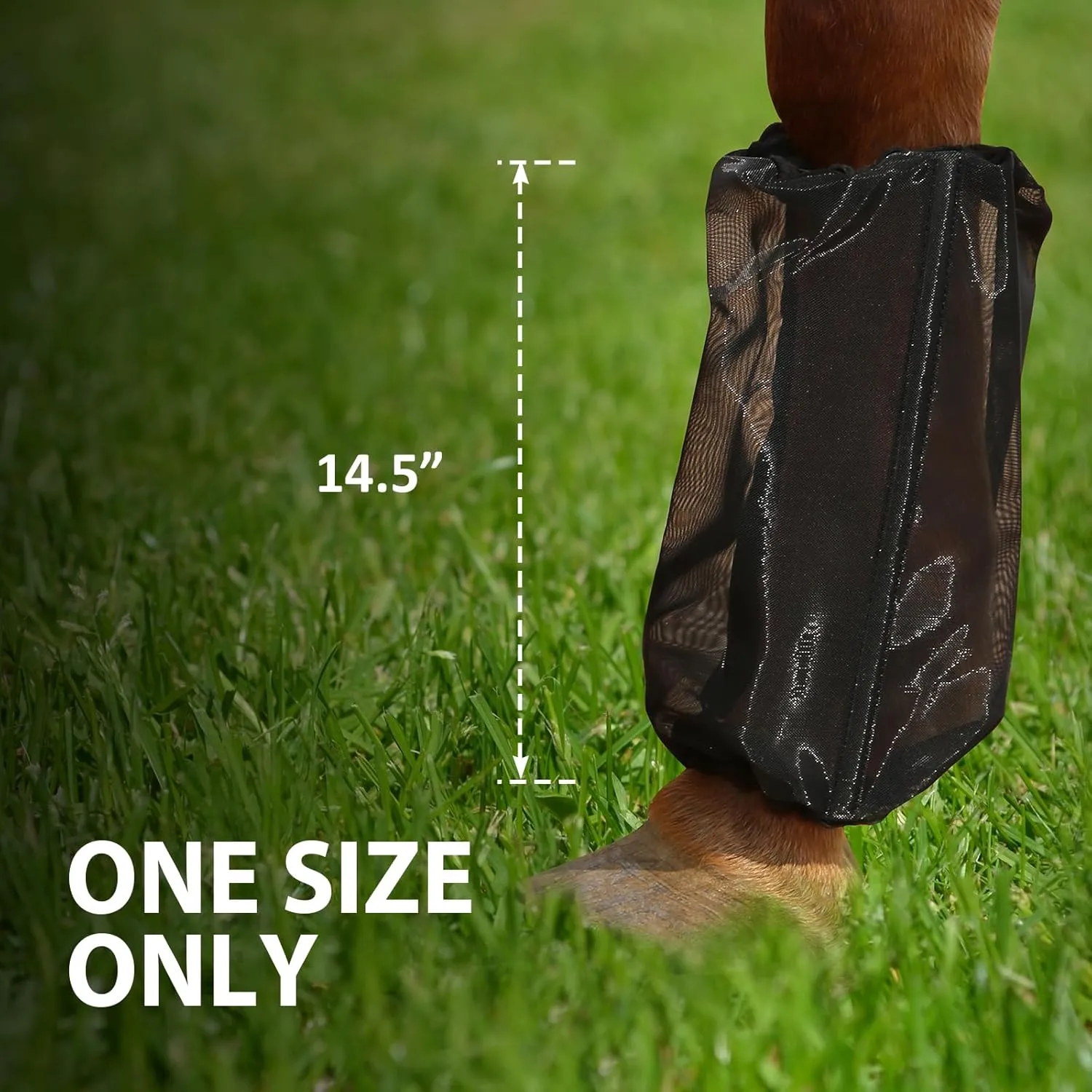 Universal Size Horse Leggings Fine Mesh Horse Fly Boots Greatly Reduce Stomping Breathable Horse Boots Leg Wraps (Set of 4) Black