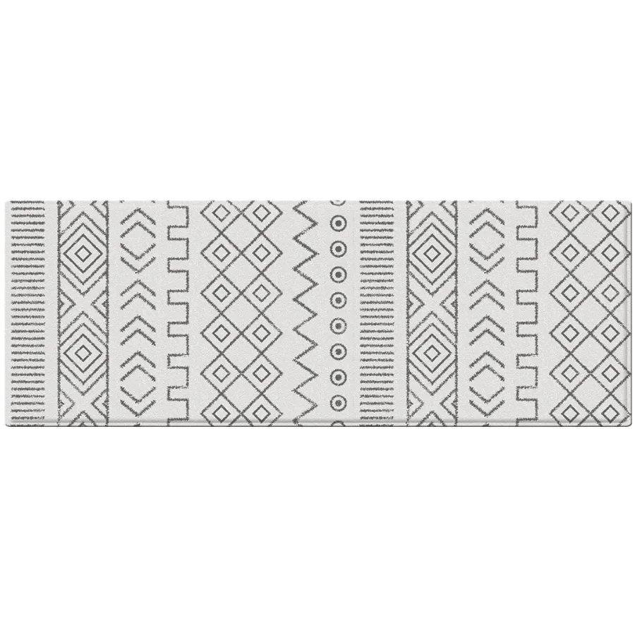 Vento Chevron Grey And White Soft Padded Kitchen Mat