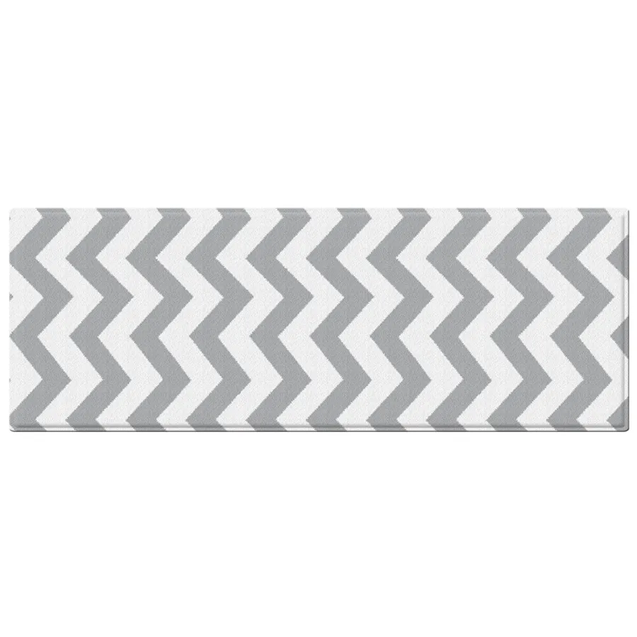 Vento Chevron Grey And White Soft Padded Kitchen Mat