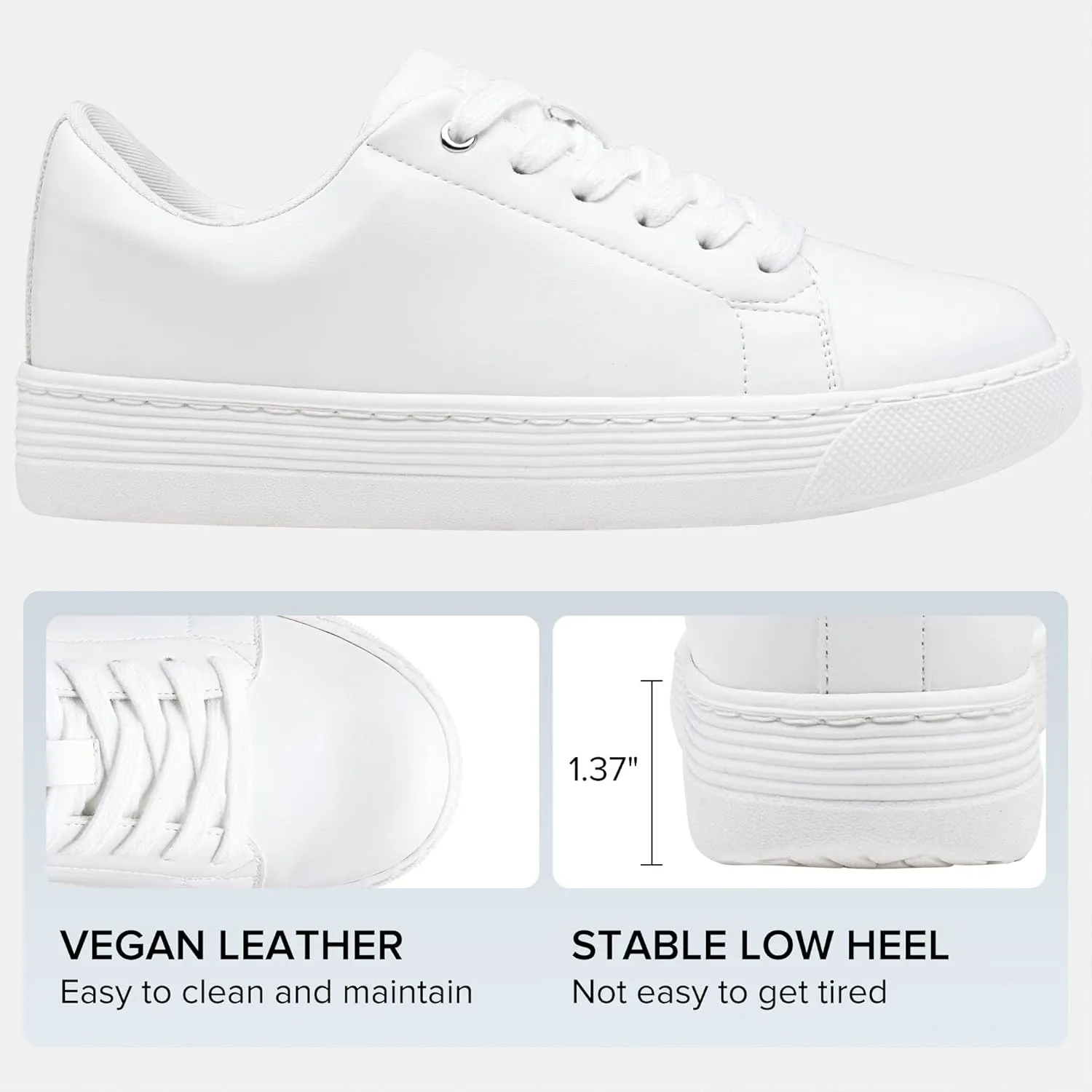 Vepose White Casual Walking Sneakers for Women Fashion Comfortable Slip On Low Top 8013 Shoes