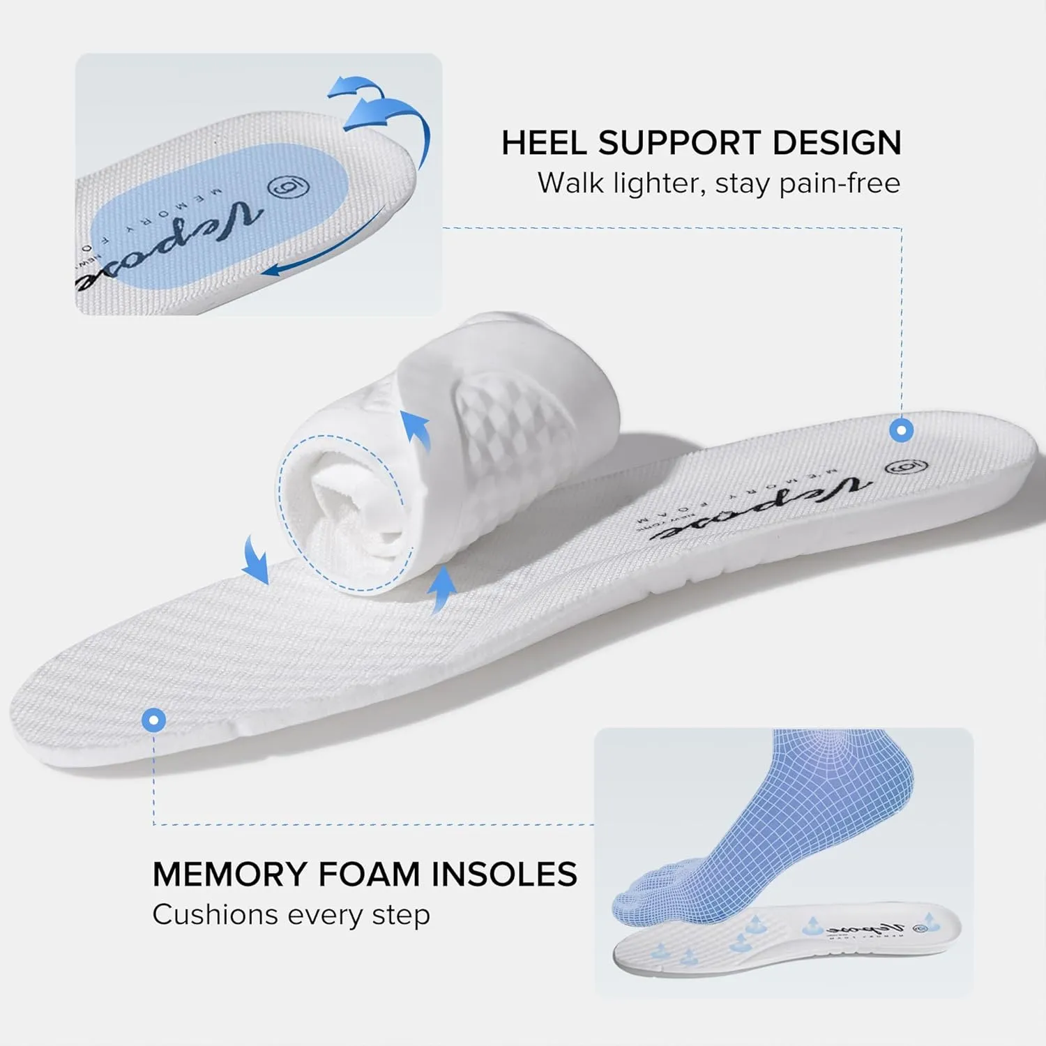 Vepose White Casual Walking Sneakers for Women Fashion Comfortable Slip On Low Top 8013 Shoes