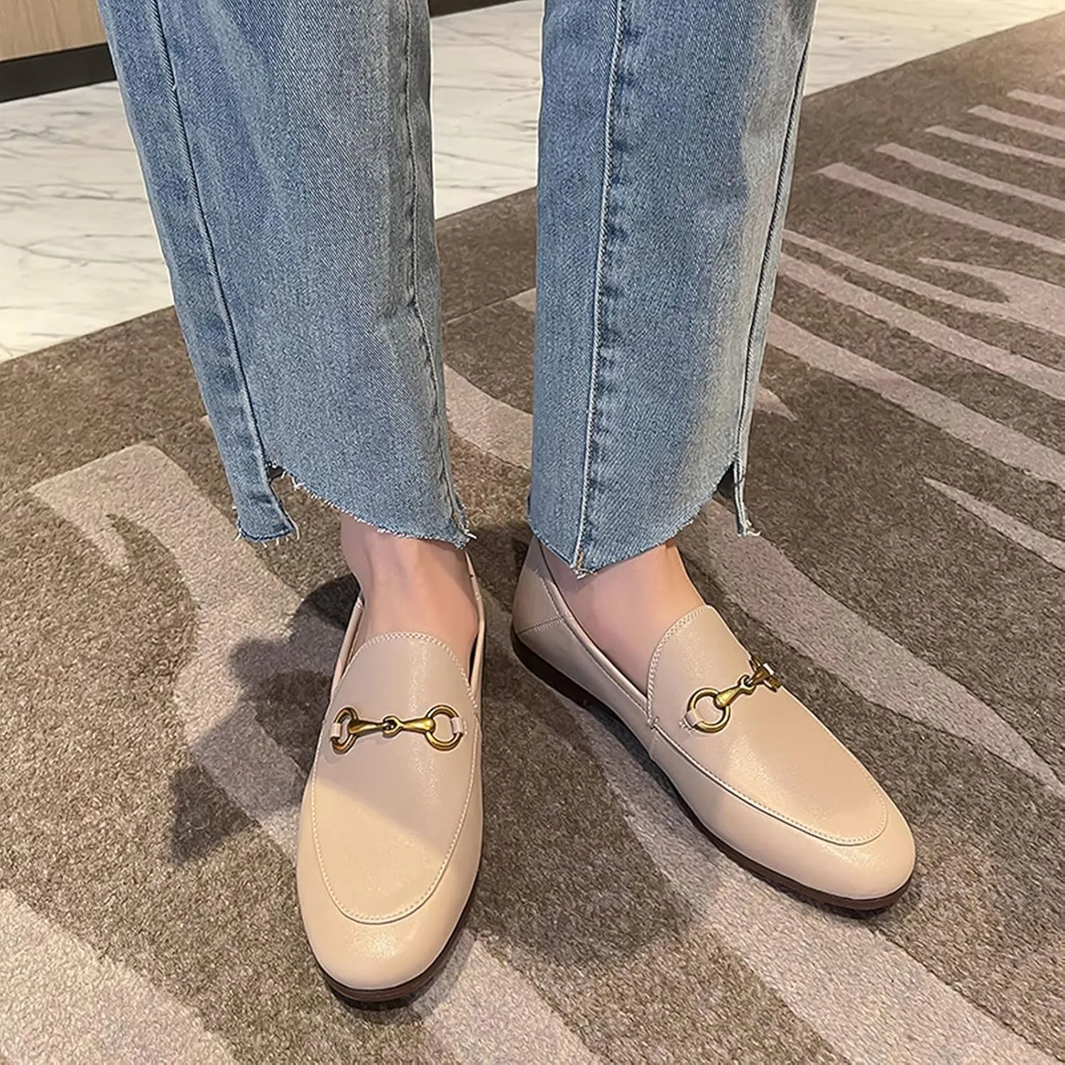 Vertundy Loafers for Women Low Heel Flats Loafers Mules
