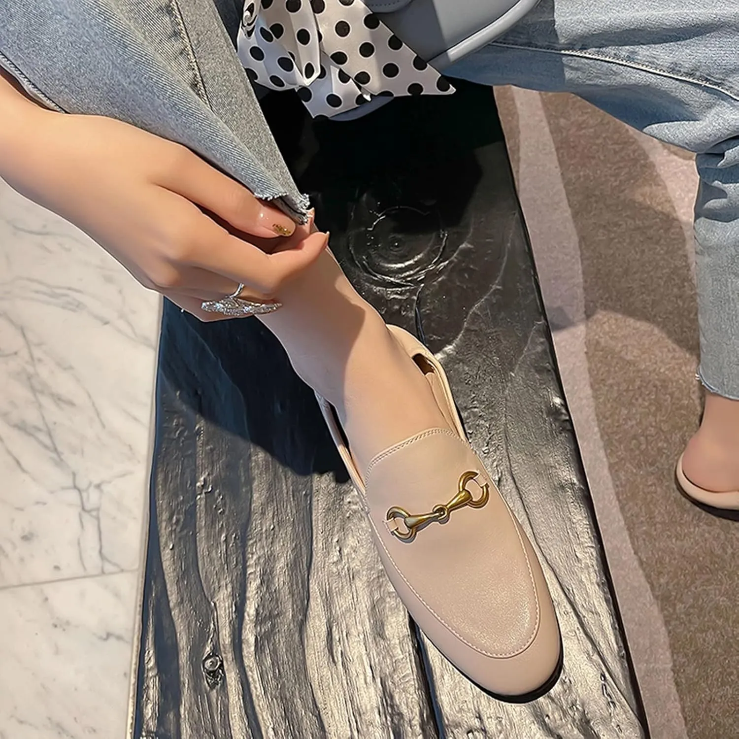 Vertundy Loafers for Women Low Heel Flats Loafers Mules
