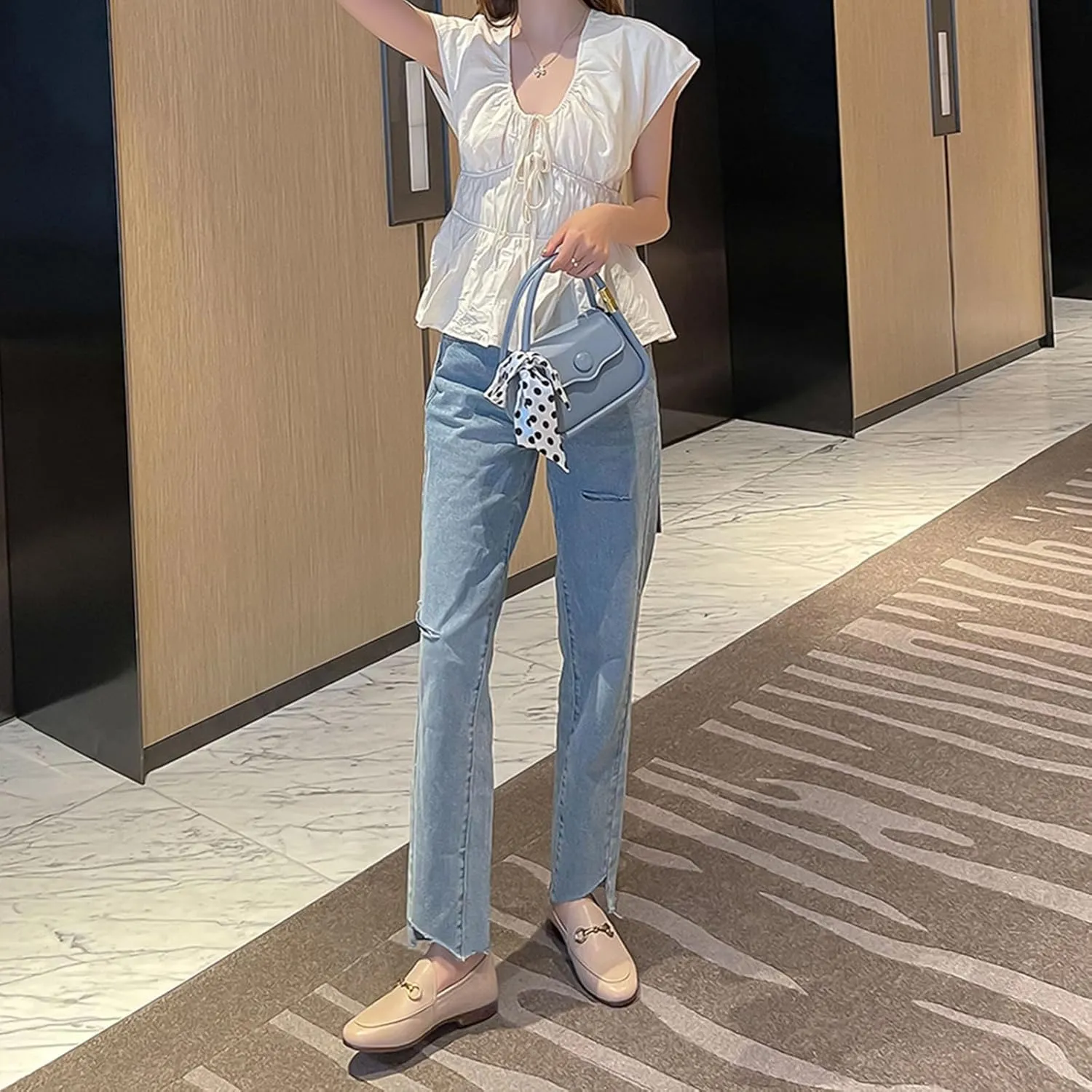 Vertundy Loafers for Women Low Heel Flats Loafers Mules
