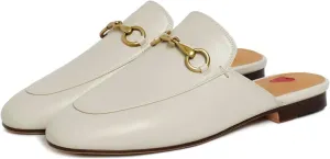 Vertundy Women's Mules Low Heel Flats Leather Slip On Backless Sandals for Girls Lady Work Slides