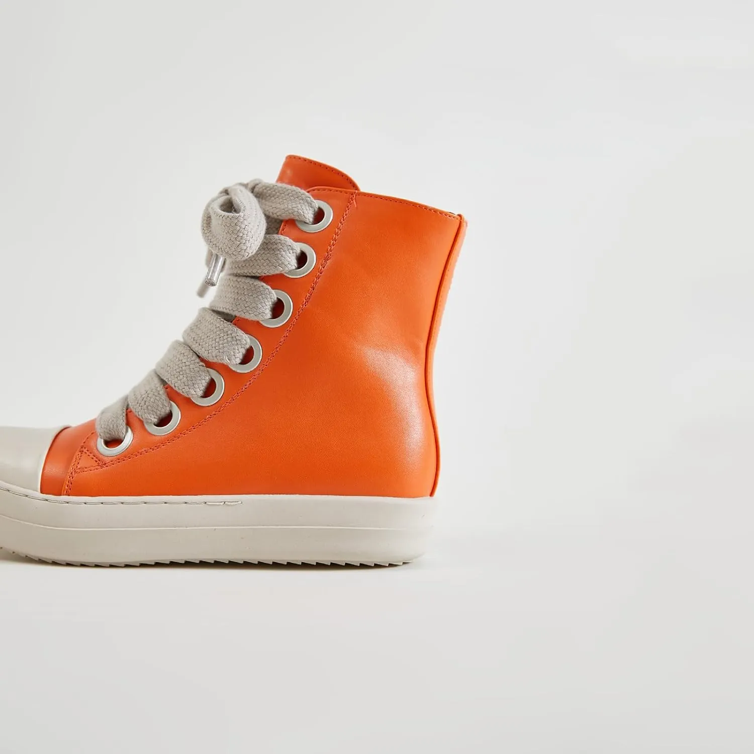 Vertundy Womens Platform High Top Sneakers X-Wide Lace Up Fashion Zipper Pu Leather Round Toe Comfortable Sneaker Shoes