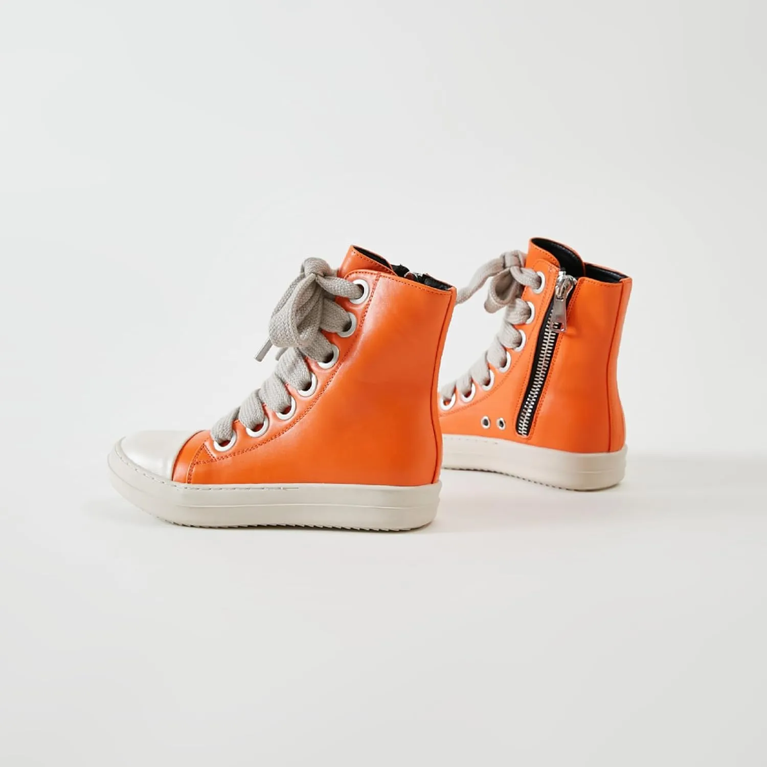 Vertundy Womens Platform High Top Sneakers X-Wide Lace Up Fashion Zipper Pu Leather Round Toe Comfortable Sneaker Shoes