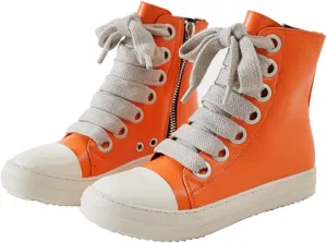 Vertundy Womens Platform High Top Sneakers X-Wide Lace Up Fashion Zipper Pu Leather Round Toe Comfortable Sneaker Shoes