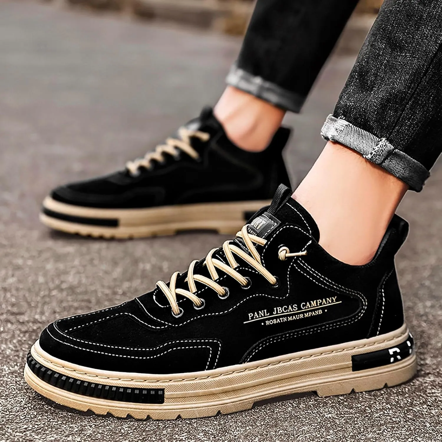 VESNIBA Non Slip Work Shoes for Men Fashion Walking Sneakers Kitchen Chef Shoe Comfortable Leather Casual Mens Sneaker