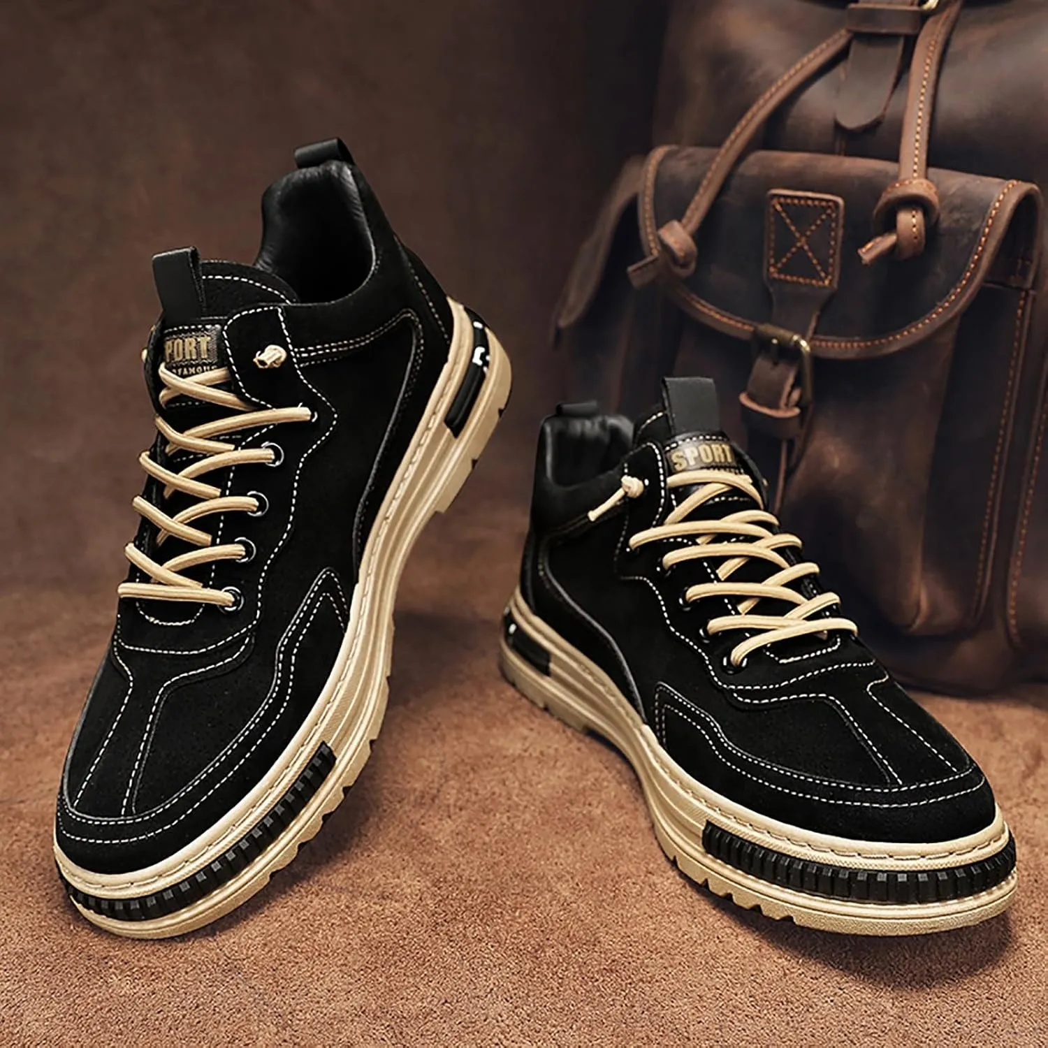 VESNIBA Non Slip Work Shoes for Men Fashion Walking Sneakers Kitchen Chef Shoe Comfortable Leather Casual Mens Sneaker