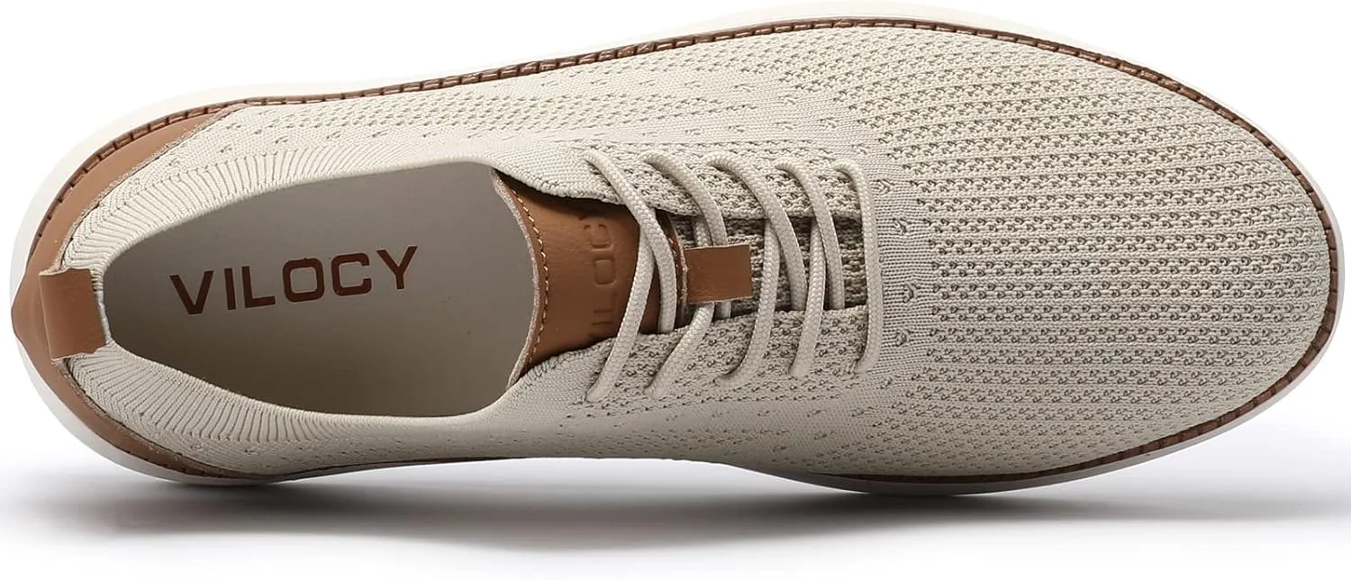 VILOCY Men's Casual Dress Sneakers Oxfords Business Mesh Breathable Walking Shoes Tennis Comfortable