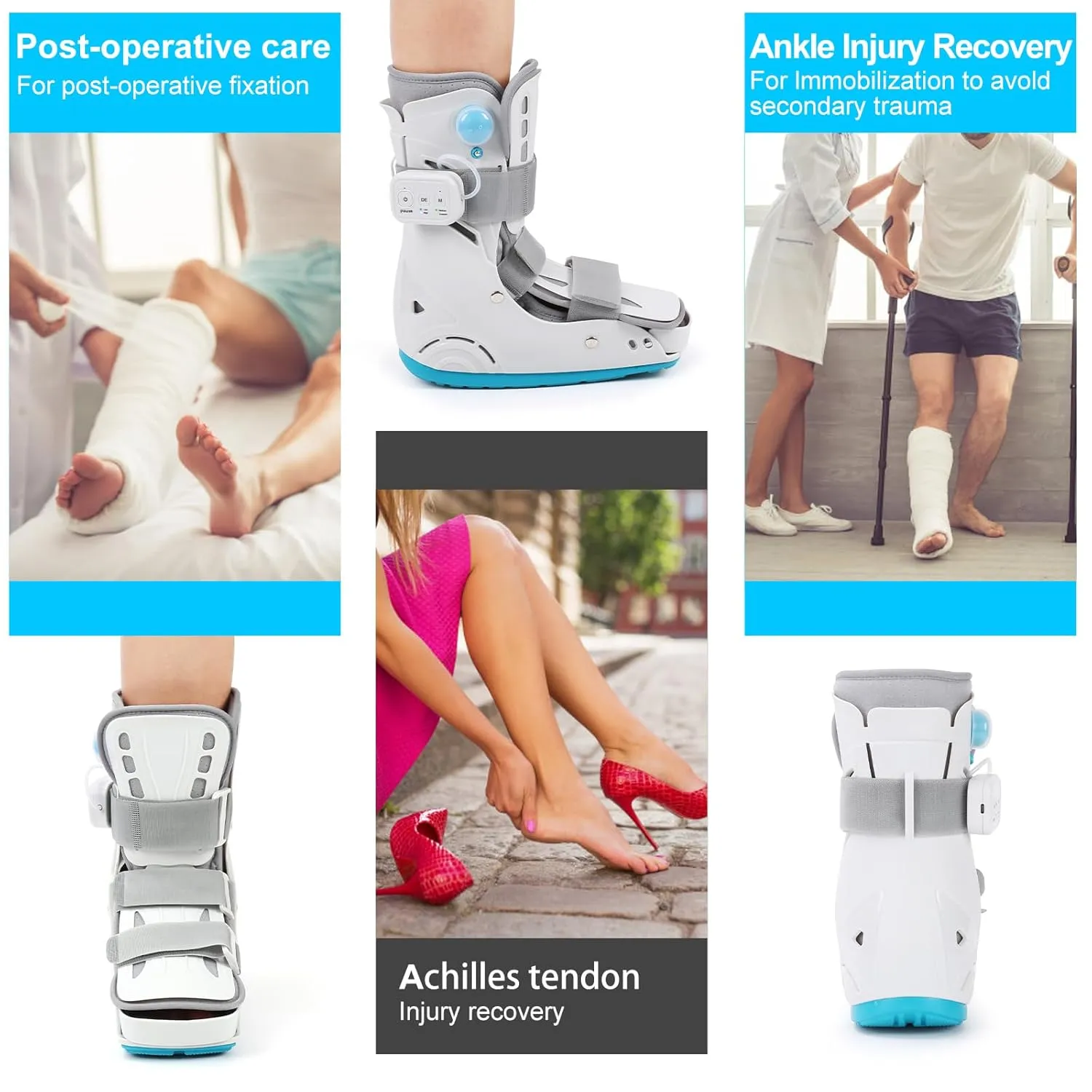Walker Fracture Boot Automatic Air Pump Medical Inflatable Walking Boot Cam Boot for Sprained Ankle, Achilles Tendonitis, Stress Fracture, Broken Foot (AUTO Inflation, S)