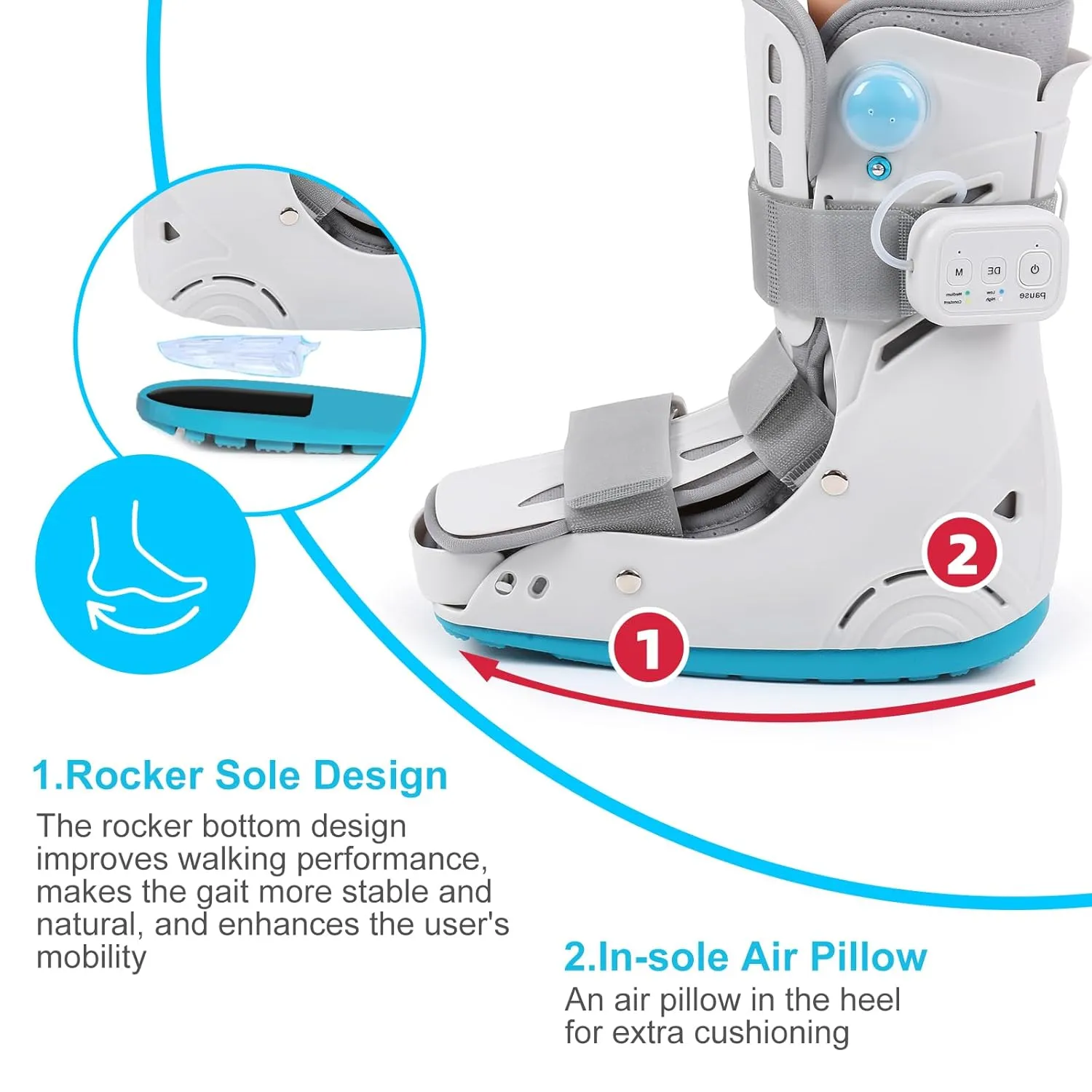 Walker Fracture Boot Automatic Air Pump Medical Inflatable Walking Boot Cam Boot for Sprained Ankle, Achilles Tendonitis, Stress Fracture, Broken Foot (AUTO Inflation, S)