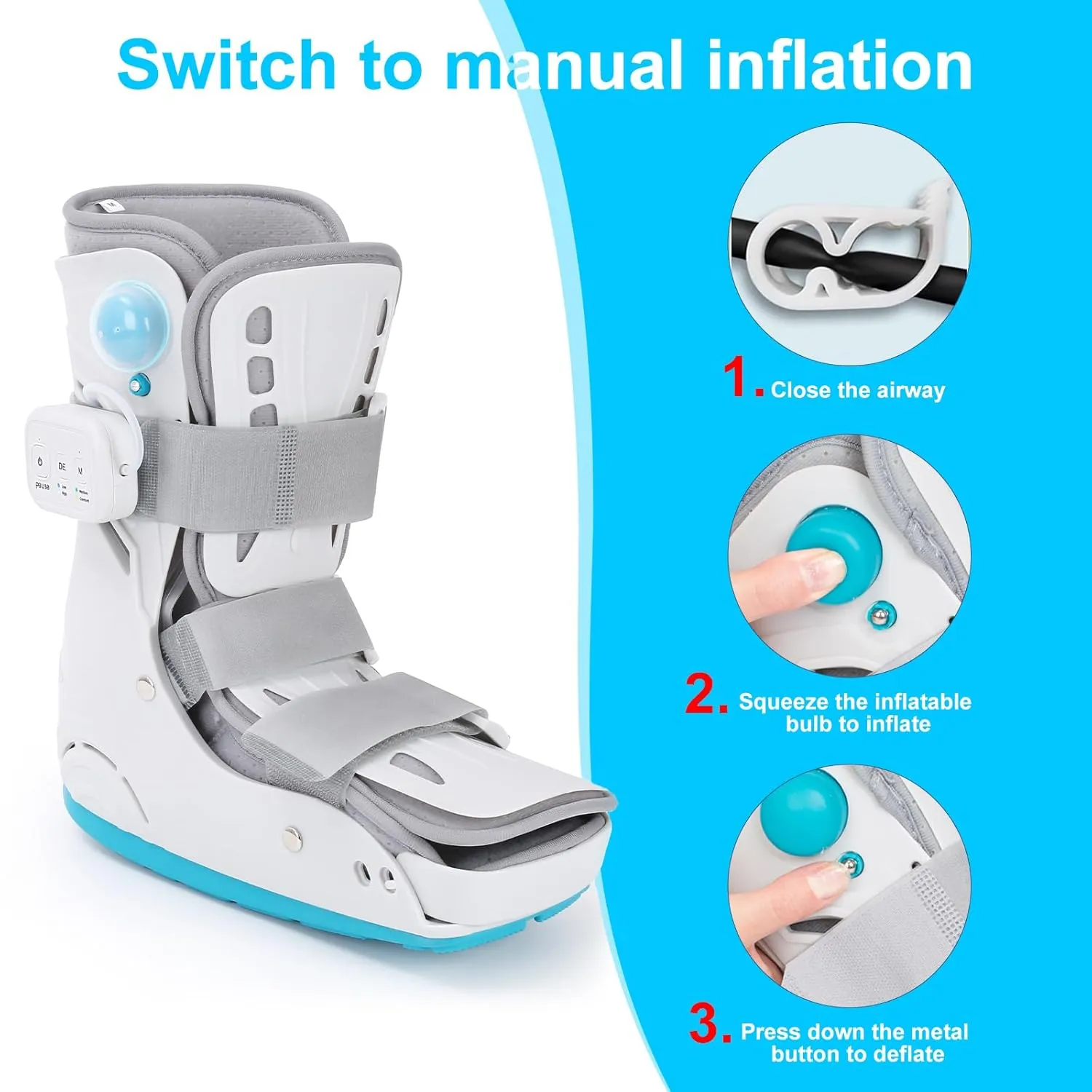 Walker Fracture Boot Automatic Air Pump Medical Inflatable Walking Boot Cam Boot for Sprained Ankle, Achilles Tendonitis, Stress Fracture, Broken Foot (AUTO Inflation, S)