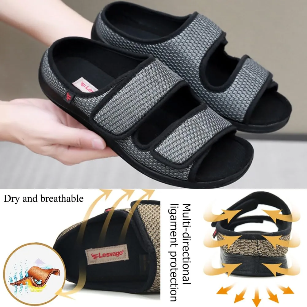 WEEOATAR Diabetic Slippers,Post Surgery Shoes,Medical Walking Shoes,Adjustable,Slip-on and Wide Orthopedic Shoes with Magic Stickers for Diabetics,Swollen Feet&Arthritis Edema(Man Yellow,7.0/255cm)