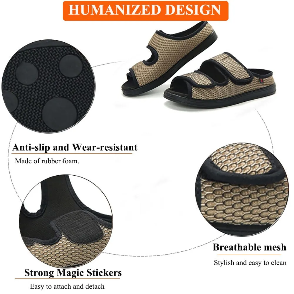 WEEOATAR Diabetic Slippers,Post Surgery Shoes,Medical Walking Shoes,Adjustable,Slip-on and Wide Orthopedic Shoes with Magic Stickers for Diabetics,Swollen Feet&Arthritis Edema(Man Yellow,7.0/255cm)