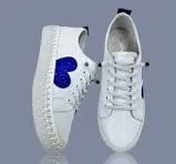 White leather sneaker by LaVish - Blue Heart