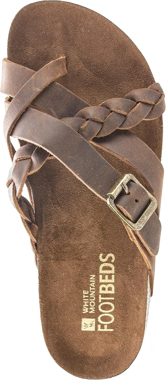 WHITE MOUNTAIN Women's Harrington Braided Signature Comfort-Molded Footbed Sandal