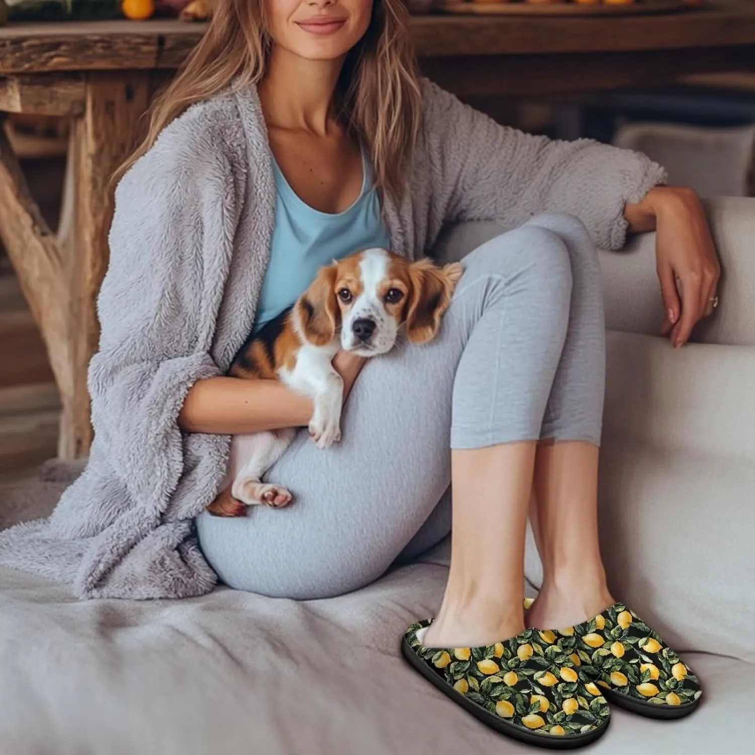 Winter Slippers for Women Men Lightweight Slip-on House Slippers Indoor Fluffy Shoes Size 34-50