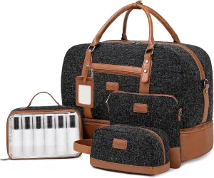 Wogarl Weekender Bags for Women Large Overnight Bag Weekend Travel Duffel Bag Carry on Shoulder with Shoe Compartment Toiletry Bag for Travel Business Gym