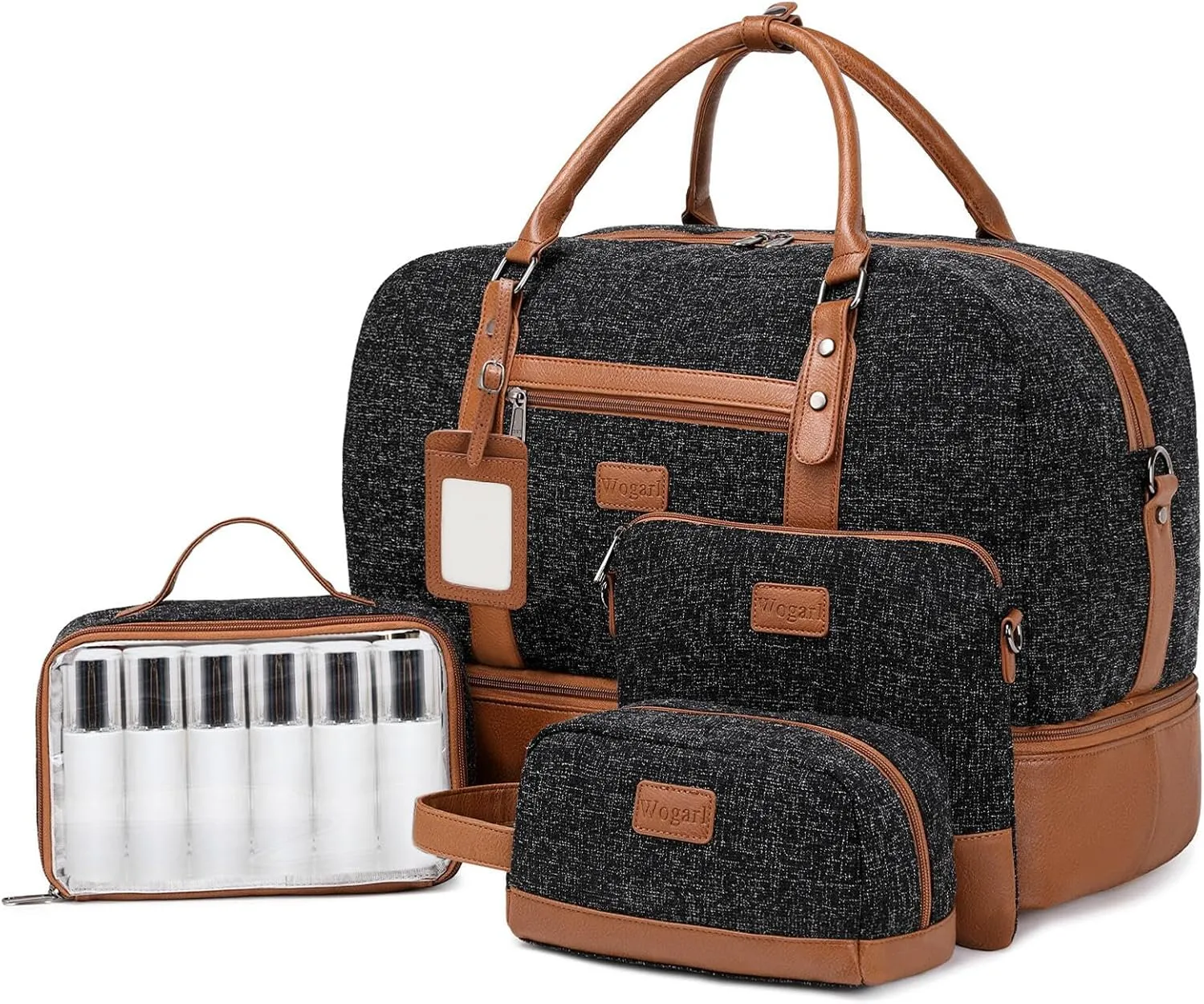 Wogarl Weekender Bags for Women Large Overnight Bag Weekend Travel Duffel Bag Carry on Shoulder with Shoe Compartment Toiletry Bag for Travel Business Gym