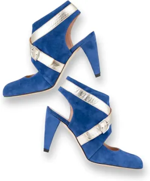 Women Chunky Heel Sandal Booties Suede Closed Round Toe Side Zipper Ankle Boots Cut Out 3 inch Block High Heeled Sandals Booties Backless Buckle Two Tone Vintage Casual 4-11 M US