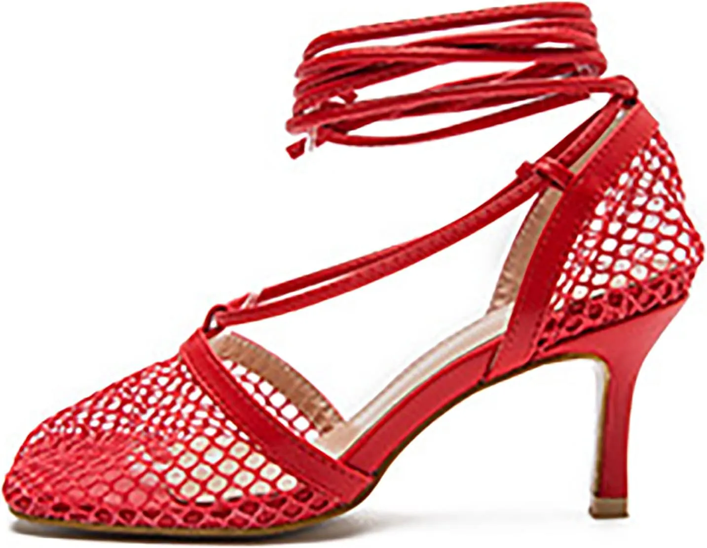 Women Graceful Open Toe Mesh Sandals High Heels Stilettos Strappy Slip On Crisscross Straps Shoes Summer Pumps