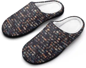 Women House Slippers Ladies Halloween Cotton Slippers Closed Toe Soft Clog Slippers Non-Slip Warm Indoor Outdoor Shoes