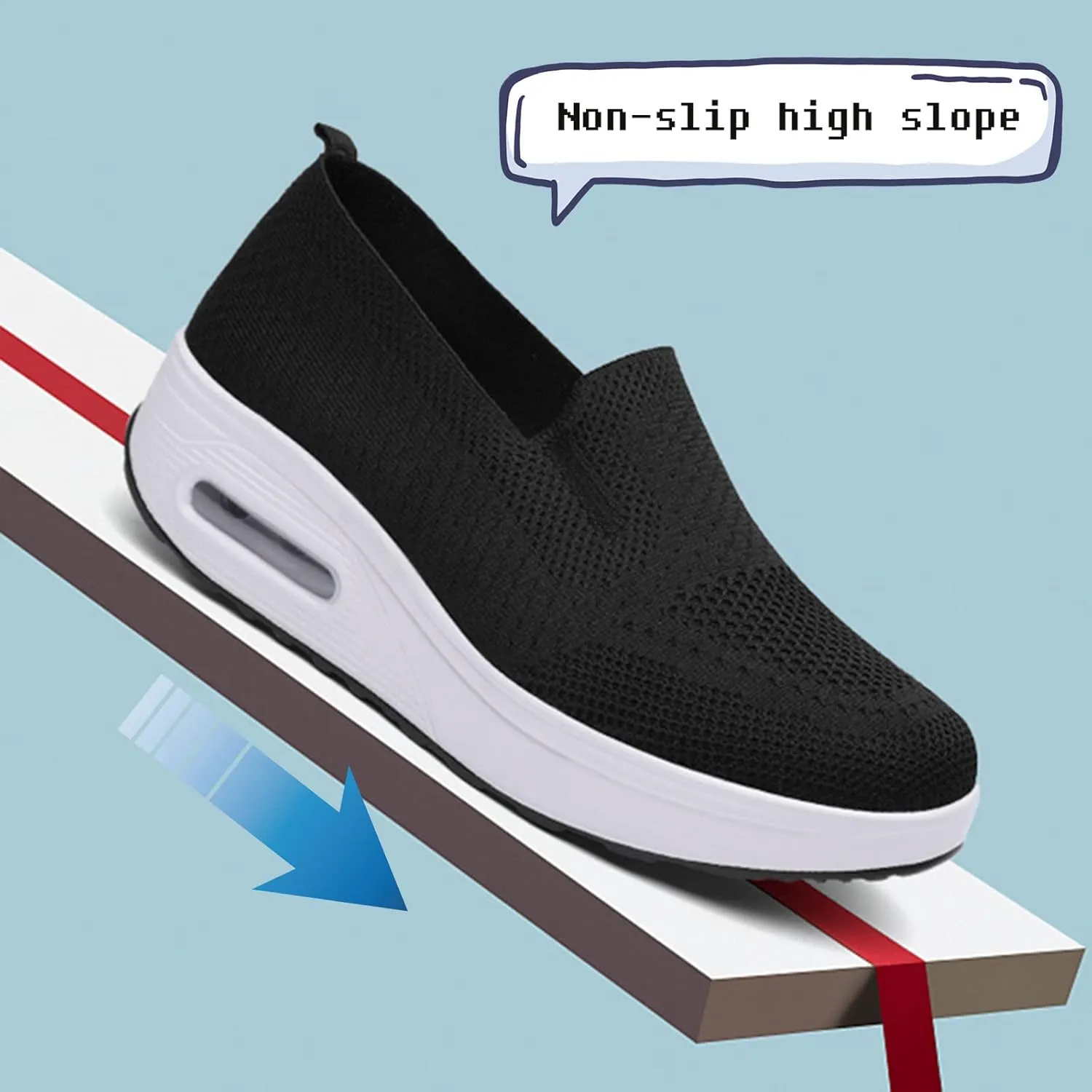 Women Orthopedic Sneakers Mesh Platform Wedge Sneakers Slip On Breathable Lightweight Fashion Sneakers Loafers Walking Shoes