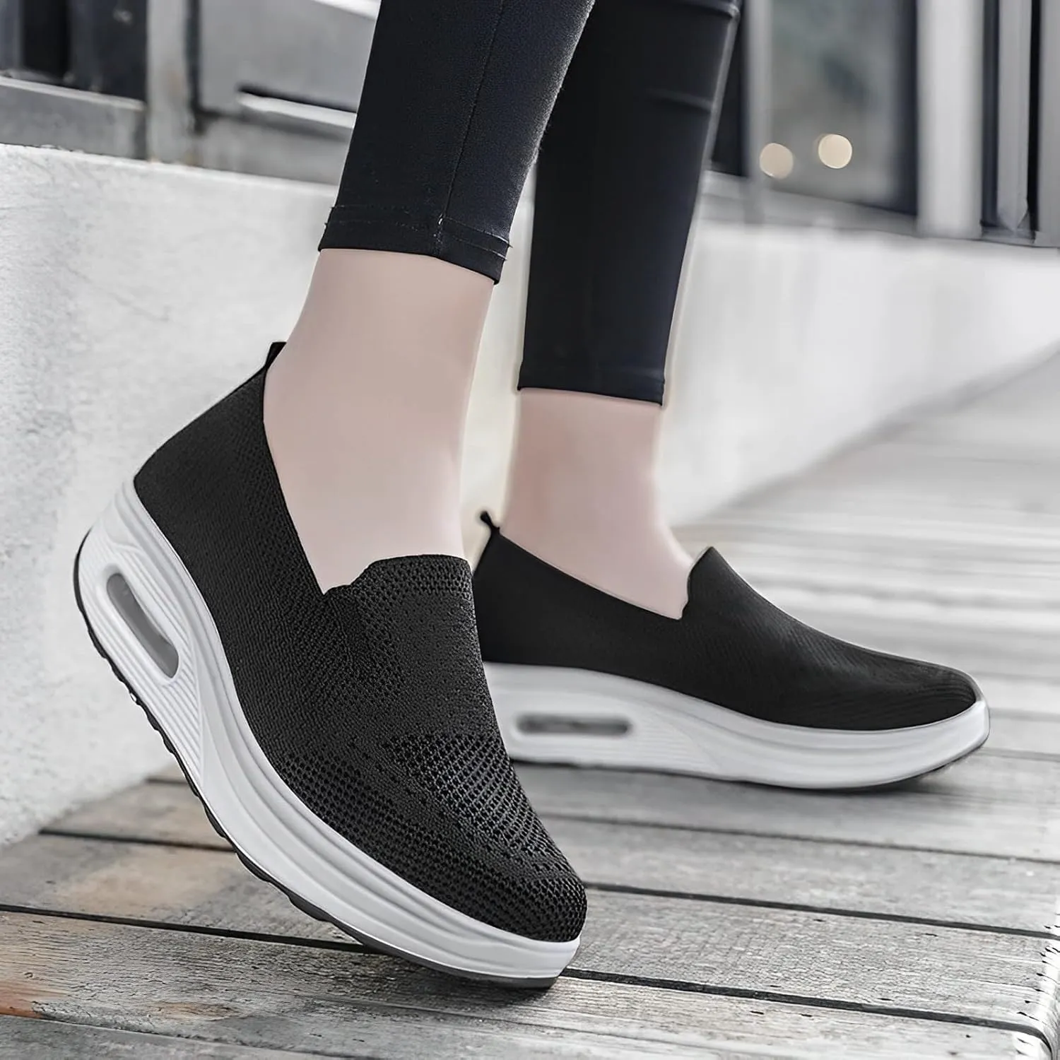 Women Orthopedic Sneakers Mesh Platform Wedge Sneakers Slip On Breathable Lightweight Fashion Sneakers Loafers Walking Shoes