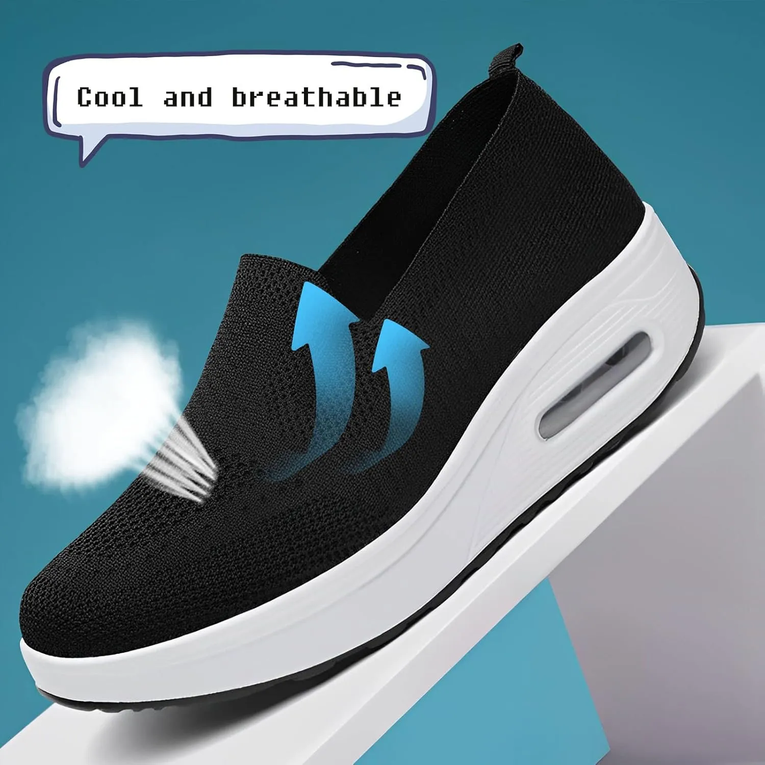 Women Orthopedic Sneakers Mesh Platform Wedge Sneakers Slip On Breathable Lightweight Fashion Sneakers Loafers Walking Shoes
