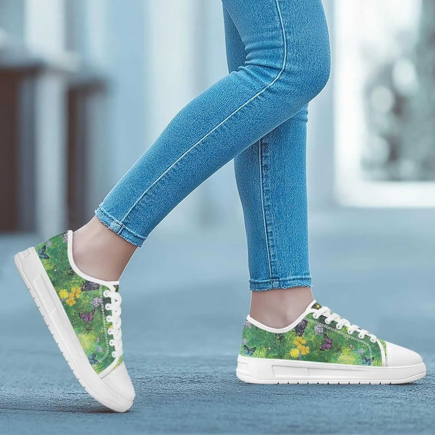 Womens Canvas Slip-On Shoes Lightweight Comfort Sneakers for Casual Wear Soft Cushioned Insole for Athletic Size 6-13.5 White Sole
