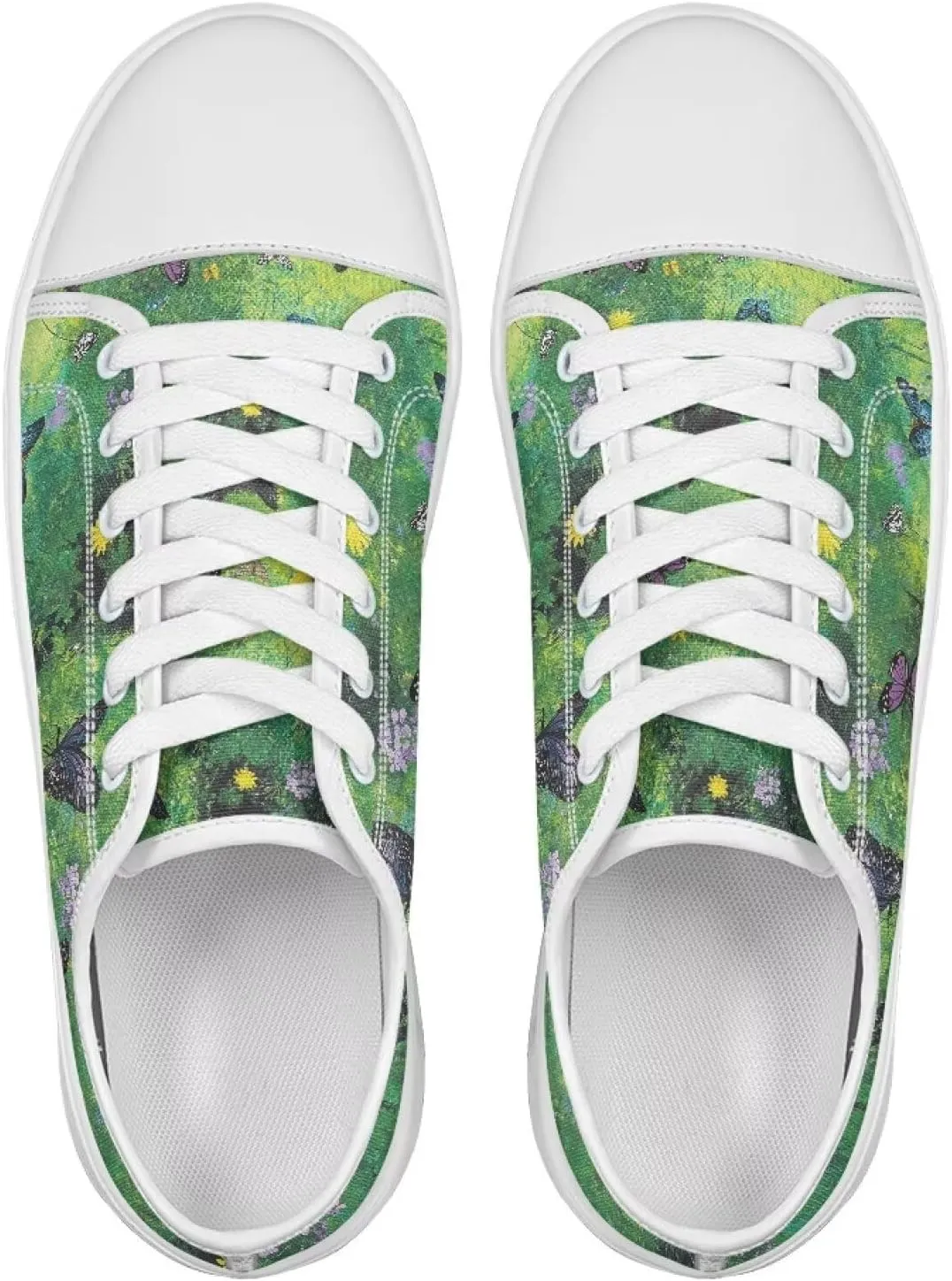 Womens Canvas Slip-On Shoes Lightweight Comfort Sneakers for Casual Wear Soft Cushioned Insole for Athletic Size 6-13.5 White Sole