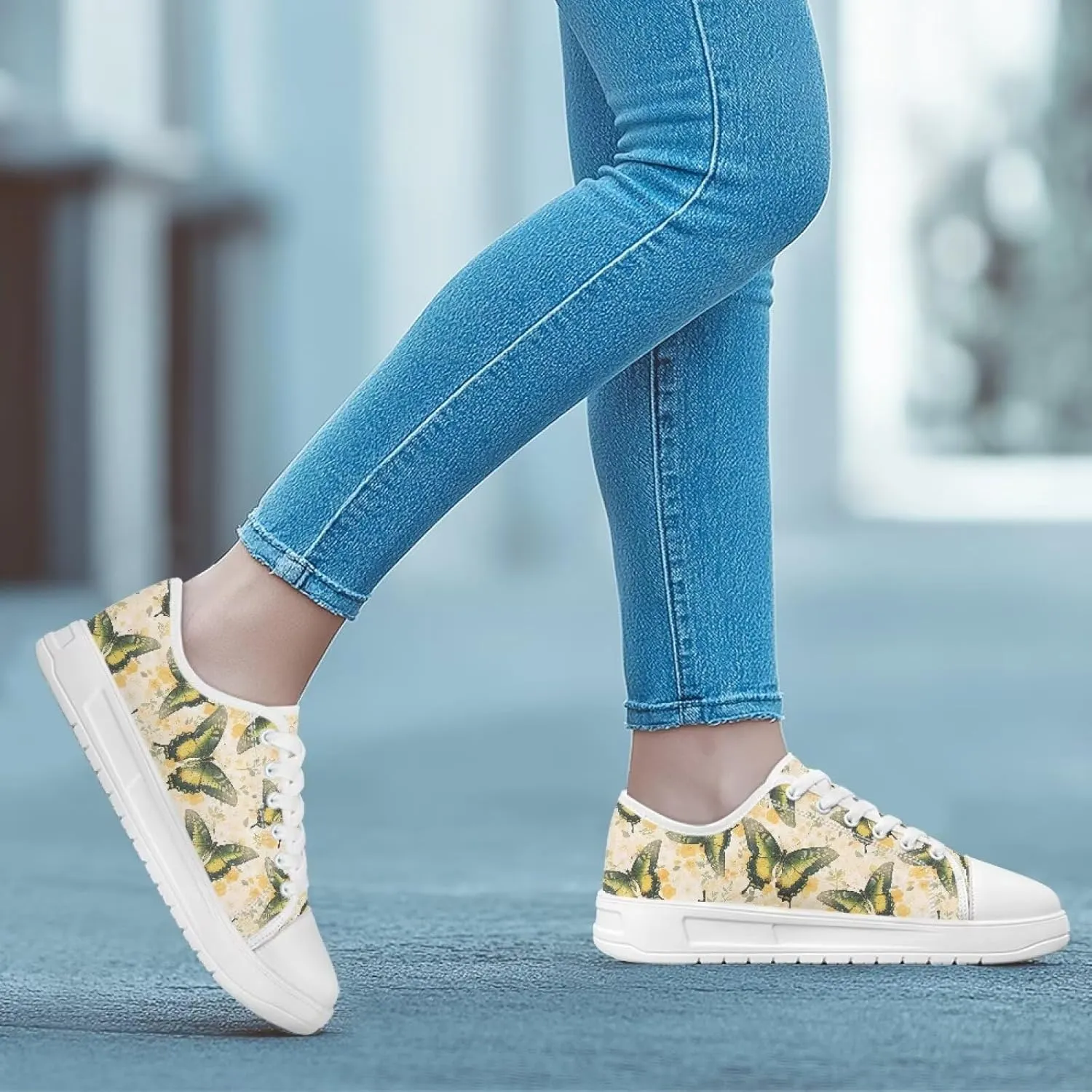 Womens Canvas Slip-On Shoes Lightweight Comfort Sneakers for Casual Wear Soft Cushioned Insole for Athletic Size 6-13.5 White Sole