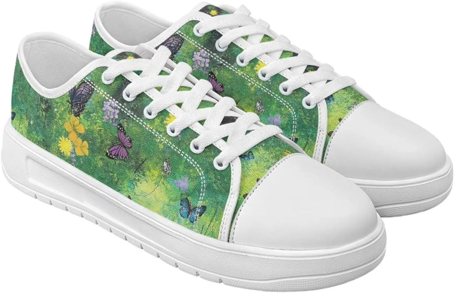 Womens Canvas Slip-On Shoes Lightweight Comfort Sneakers for Casual Wear Soft Cushioned Insole for Athletic Size 6-13.5 White Sole