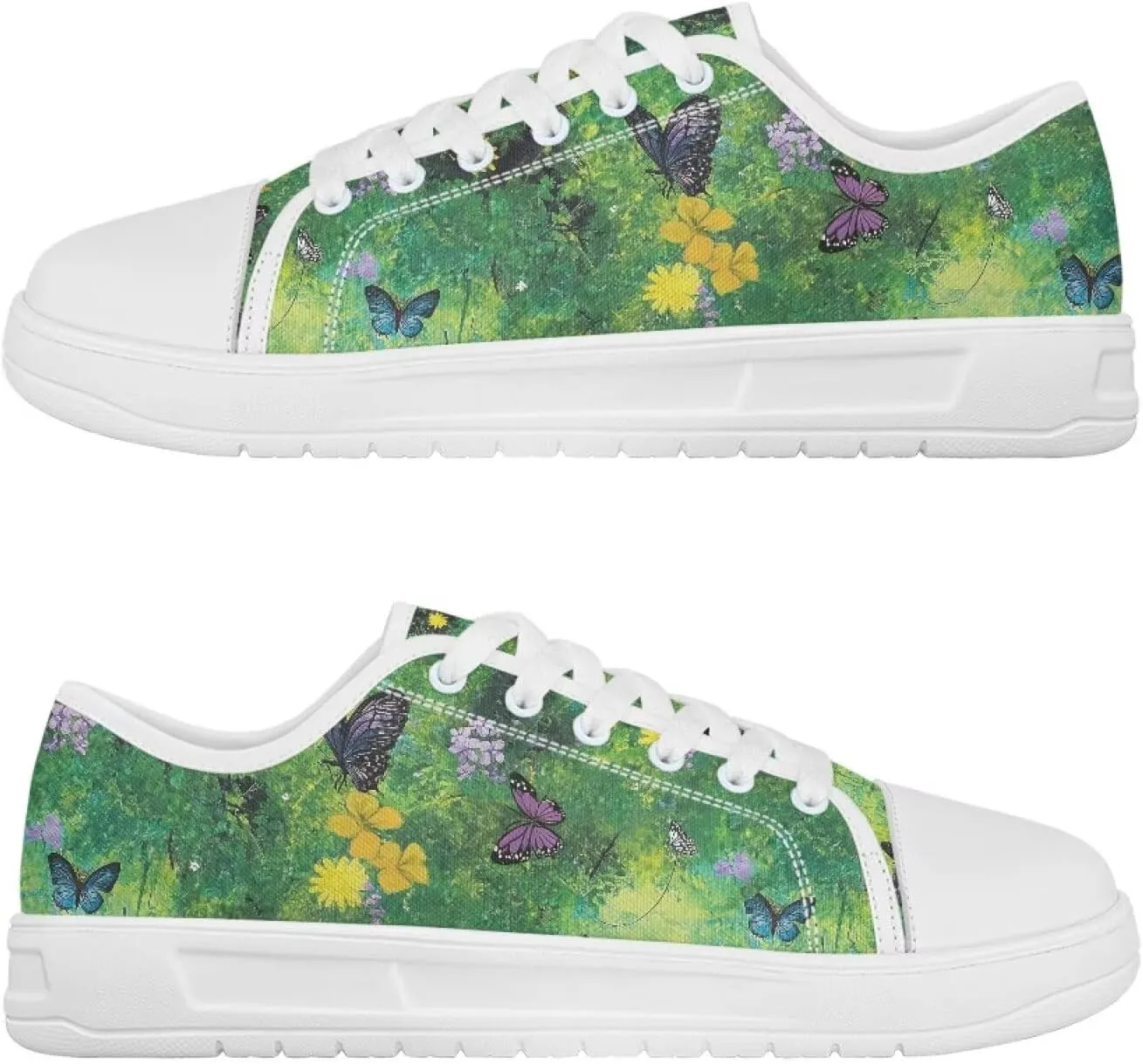 Womens Canvas Slip-On Shoes Lightweight Comfort Sneakers for Casual Wear Soft Cushioned Insole for Athletic Size 6-13.5 White Sole