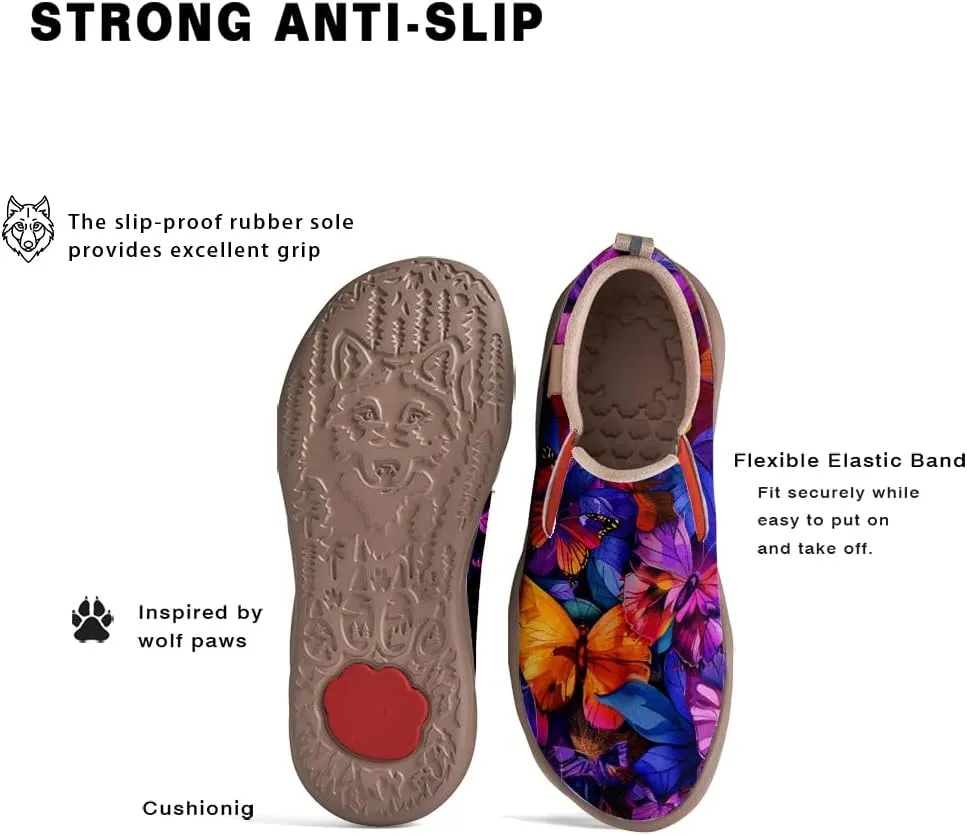 Women's Casual Loafers Microfiber Slip On Sneakers Art Painted Comfortable Soft Travel Shoes Colorful Butterfly
