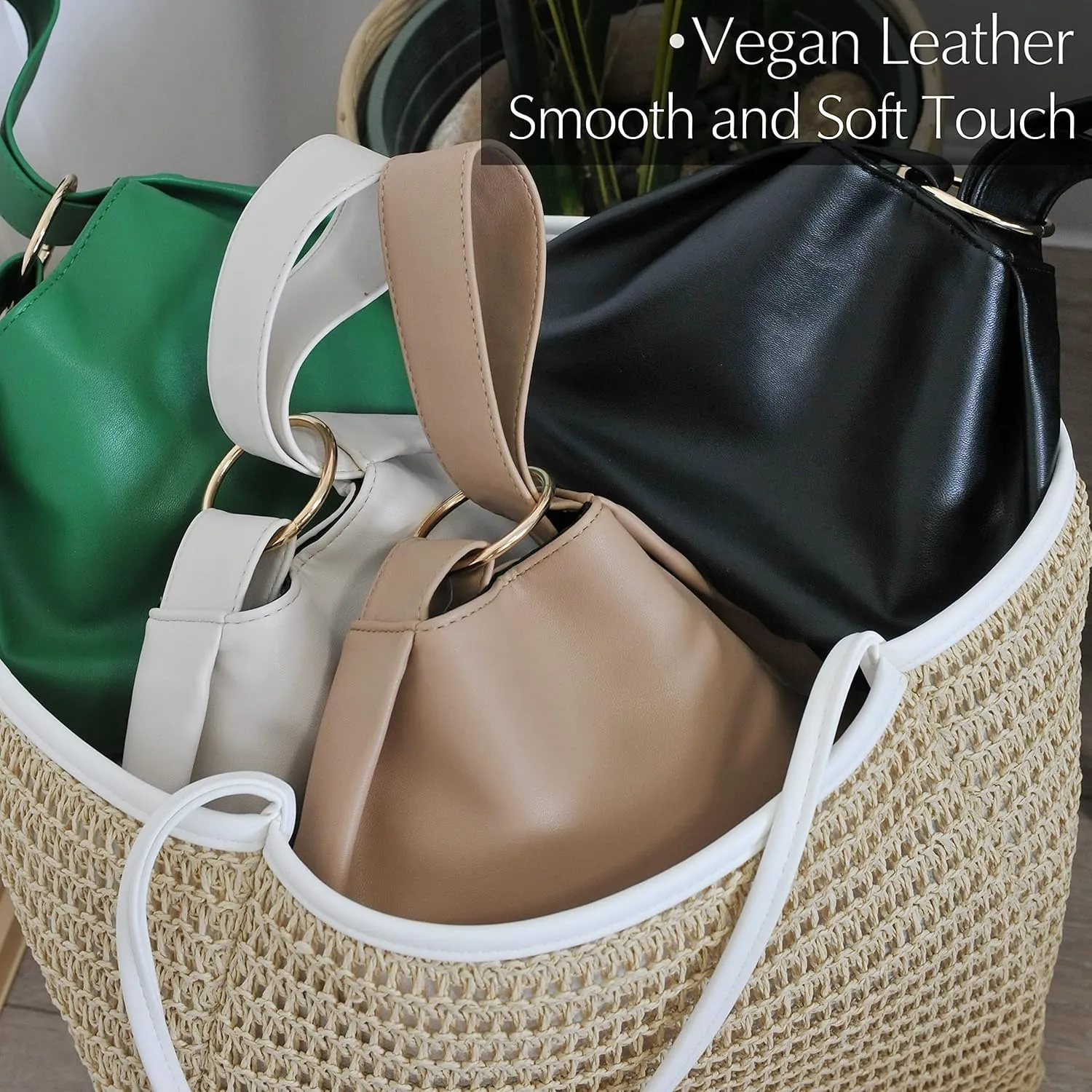 Women's Clutch Soft Vegan Leather Hobo Top Handle Bag Small Tote Purse