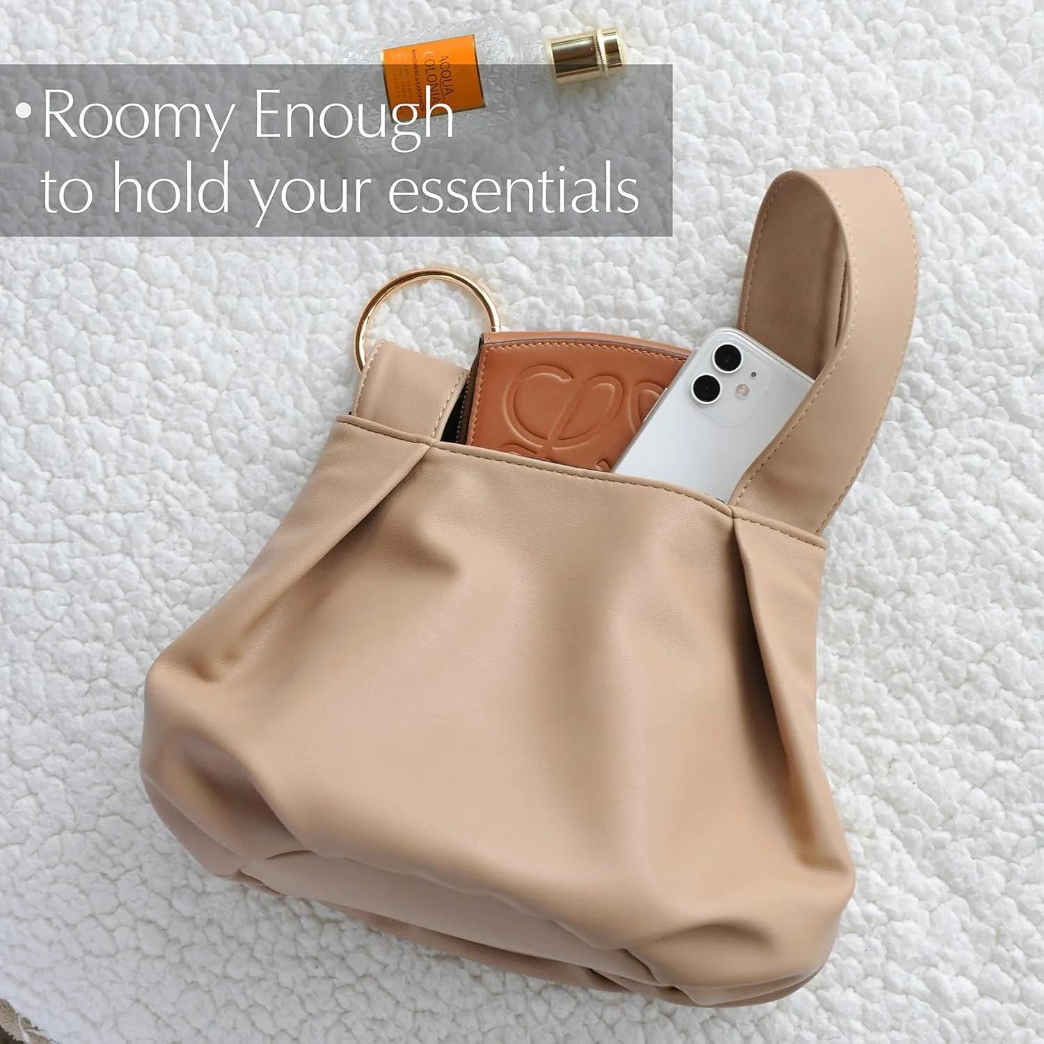 Women's Clutch Soft Vegan Leather Hobo Top Handle Bag Small Tote Purse