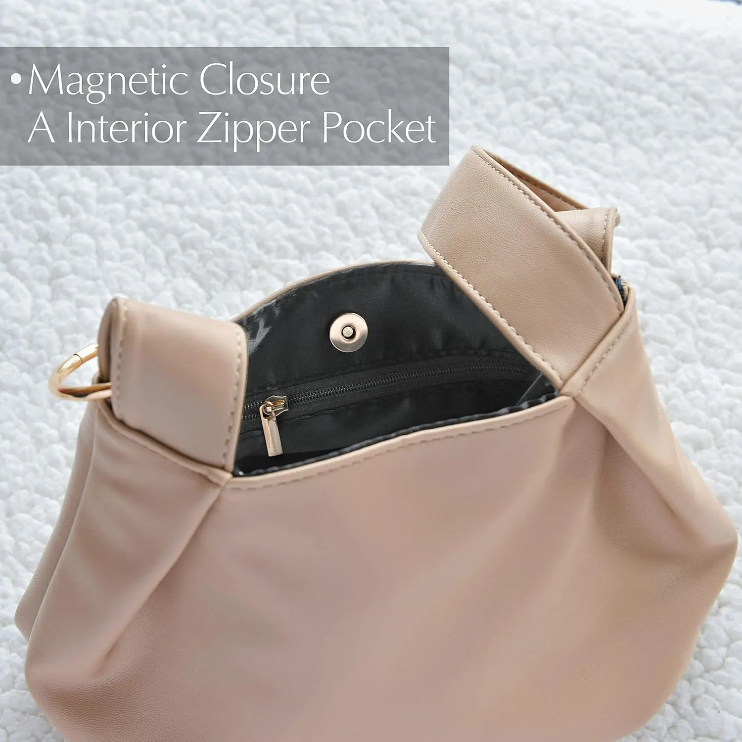 Women's Clutch Soft Vegan Leather Hobo Top Handle Bag Small Tote Purse